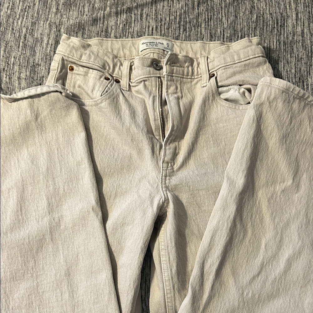 Abercrombie & Fitch Cream Ultra High Rise Jeans